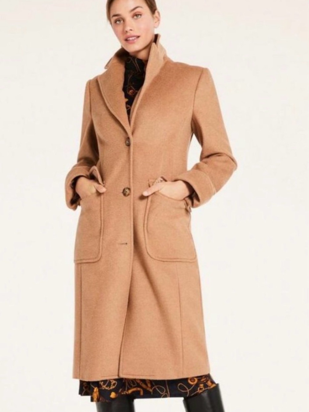Brooks Brothers Camel Hair Wool Blend Long Coat